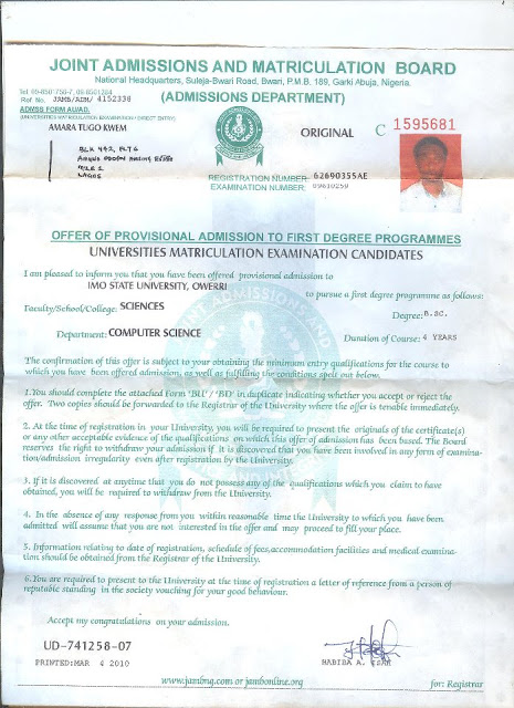 STUDENTS, PARENTS, BEWARE! FAKE JAMB ADMISSION SYNDICATE IN LAGOS! 3